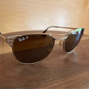 Ray-Ban Polarized Sunglasses Gold Frames, Brown Lenses